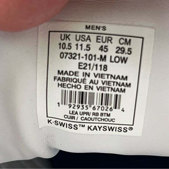 K-Swiss Men’s Classic VN Sneaker 5 Stripe Size 11.5 K Swiss Logo On Tongue - Picture 4 of 10